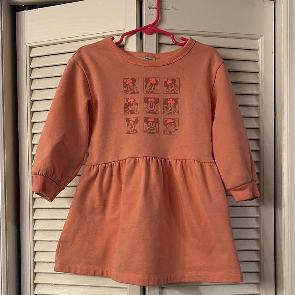 Disney Peach Long Sleeve Crew Neck Sweater Dress